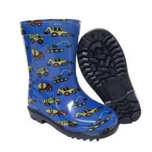Blue Cartoon Truck Kids PVC Gumboots Car Water Proof Rain Boots for Boys