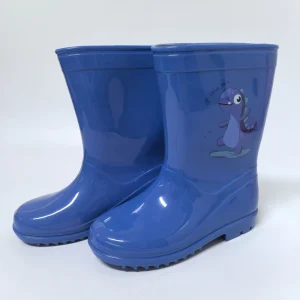 Blue Kids PVC Water Proof Boots Colorful Topline Plain Transparent Boys