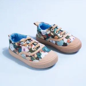 Blue Striped Canvas Shoes for Kids Breathable Unisex Casual Sneakers Comfortable School Season Gift Daily Wear