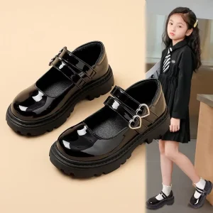 Boutique Children School Shoes Leather Sweet Dress Shoes for Girls New Style School Black Kids Shoes