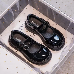 Boutique Children School Shoes Leather Sweet Dress Shoes for Girls New Style School Black Kids Shoes