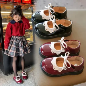 Boutique Dress Patent Pu Leather Princess Bow Party Kids Autumn Spring Child Luxury Baby Girls Shoes