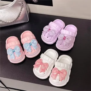 Boutique Summer Children Shoes Soft Sole Bow Princess Girl Flat Slippers