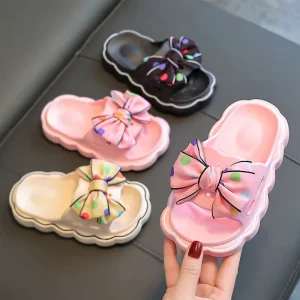 Bow Cute Children’s Beach Swimming Shoes Pink Pretty Kids Outdoor Summer Footwear Light Weight EVA Slipper for Girls