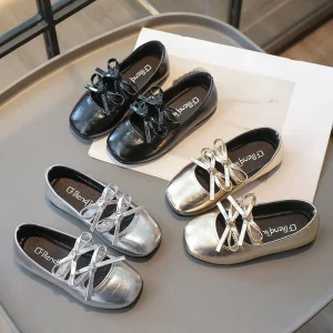 Bow knot Design Party Wear Footwear for Girls Patent Leather Children’s Princess Dress Shoes Black Kids Wedding Shoes
