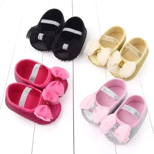 Bow Knot Baby Girl Shoes Sequins Flat New Born Baby Shoes Infants Baby Prewalker Shoes