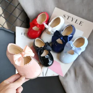 Bow Leather Shoes for Baby Girls New Korean-Style Princess Flats for Girls for Spring & Autumn Kids Dance Shoes
