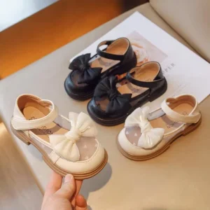 Bow knot Design Sweet Cute Girls Shoes Black Beige Children’s Dress Shoes Breathable Party Shoes for Kids