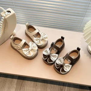 Bow knot Princess Children’s Shoes for Girls New Fashionable Baby Footwear Floral Beautiful Flat Dress Shoes for Kids
