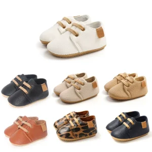 Boy Girl Baby Leather Shoes Infant First Walkers Footwear Rubber Non-slip Baby Retro Shoes Toddler Rubber Shoe Anti-slip