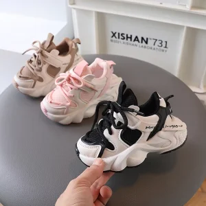 Boy Girl New Outdoor Soft Sole Comfort Running Shoes Fashion Sneakers Children’s Thick Sole Mesh Breathable Casual Sports Shoes