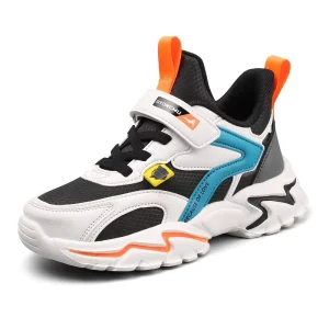 Boys Autumn PU Leather Splicing Sports Shoes Children Students Solid Soft Soled Basketball Shoes Teenager Wear Shoes