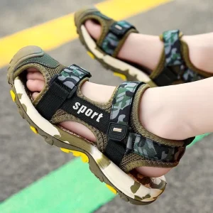 Boys’ Camouflage Closed Toe Summer Sandals Velcro Breathable Mesh EVA Sole Non Slip Outdoor Sports Kids Shoes