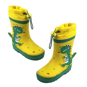 Boys Cartoon Fashion Mid calf Small Dinosaur Printed Rubber Waterproof Non slip Outdoor Camping Water Treading Rain Boots