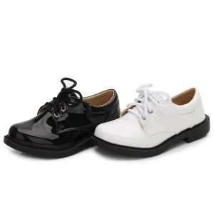Boy’s Classic School Uniform Shoes Anti-Slip Flat Soled Kids English Style Performance Shoes Soft Soled Large Children Student