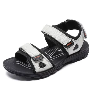 Boys Genuine Leather Slides Size 31-39 Beach Outdoor Leather Fashion Sandals for Kids