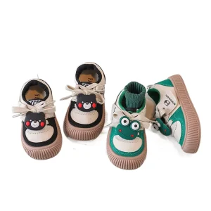 Boys Girl Breathable Canvas Sneakers Children’s Anti Slip Tennis Vulcanized Shoes Kids Running Shoes Cute Cartoon Pendant