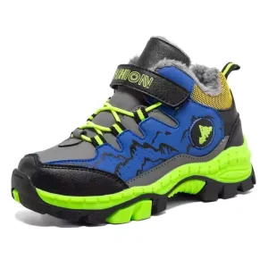 Boys Girl Winter Shoes Casual Children Shoes Fur Lined Sneakers Hiking Shoes Size 31-40