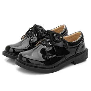 Boy’s Girls Classic School Uniform Comfort Oxford Patent PU Leather Toddler Dress Shoes Loafer Flats