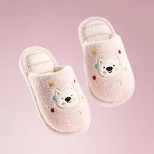 Boys Girls Cozy House Slippers Warm Plush Winter Cotton Slipper Kids Cute Dinosaur Indoor Shoes Non Slip