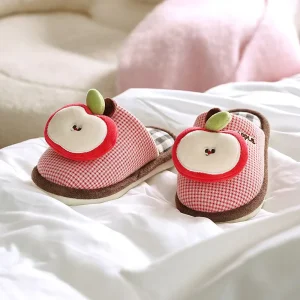 Boys Girls Cozy House Warm Plush Winter Animal Prints Casual Shoes Non Slip Polyester Lining Indoor Slippers