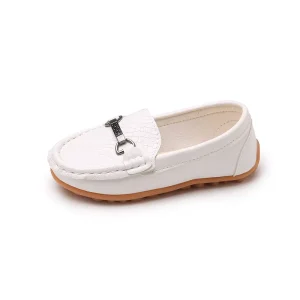 Boys Girls Leather Loafers Slip On Texture Flats Boat Dress Moccasin Schooling Daily Walking Shoes