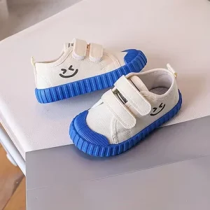 Boys Girls Smiley Canvas Shoes Candy-Colored Casual Kindergarten Indoor Soft Sole Shoes