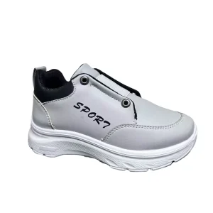 Boys Girls Sporty Platform Slip-On Kids Sport Shoes Faux Leather Casual Sneakers Lightweight Non-Slip Soft Sole School Footwear