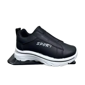 Boys Girls Sporty Slip-On Kids Sport Shoes Faux Leather Casual Sneakers Lightweight Anti-Odor Non-Slip Soft Sole School Footwear
