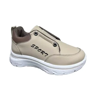 Boys Girls Sporty Slip On Kids Sport Shoes Faux Leather Casual Sneakers Lightweight Non Slip Soft Sole Anti Odor School Footwear