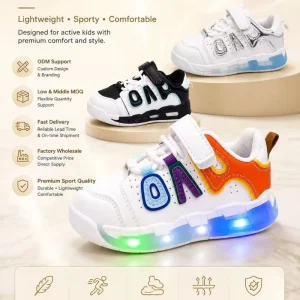 Boys Girls White Sneakers Shock Absorbing Running Shoes Comfortable PU Leather All Season Casual Kids Footwear
