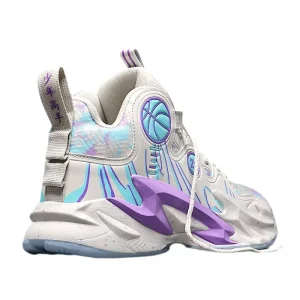 Boys’ High Top Tennis Basketball Shoes Comfortable Breathable Mid Sized Casual Cartoon Thin Rubber Anti Slip for Spring