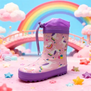 Boys Kids Rubber Rain Boots Anti-Slippery Slip Resistant Autumn Animal Cartoon Patterns Knee-High EVA Cotton Insole