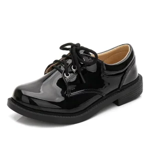 Boys’ Leather Shoes Black Soft Sole Primary School Students White Leather Shoes Performance Children’s Shoes