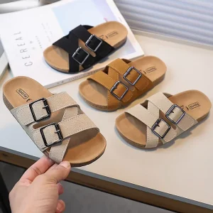 Boys’ PU Sandals Summer Rubber Outsole for Indoor Outdoor Sandals Fashion Children’s Slippers