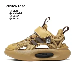 Boys’ Sandals Summer New Toe-Covered Soft Sole Anti-Slip Trendy Kids’ Beach Shoes for Casual Wea