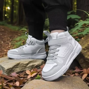 Boys’ Shoes Spring Autumn New Children’s High top Sneakers for Big Boys Casual Board Shoes Hook Loop Closure Breathable