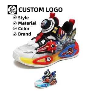 Boys Sneakers Cartoon Spider Ultraman Non slip LED Color Light Lightweight Breathable Comfortable Synthetic Leather Upper