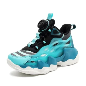 Boys Sneakers for School Students Winter Training Basketball Shoes with Rotating Buttons Kid Sports Shoes