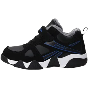 Boys’ Winter Warm Sport Shoes Fleece Lined Thickened Big Kids Plush Running Shoes for Boys and Girls