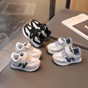 Boys and Girls Toddler Fashion Trend Comfortable Casual Breathable PU Upper Soft Soles Non slip Sports Shoes
