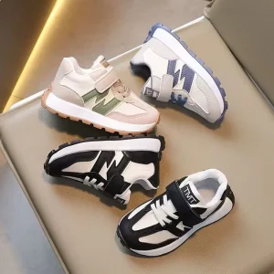 Brand Design Children Black Sneakers Fashion Toddler Baby Boys Casual Shoes Hook & Loop Cute Kids Sport Footwear