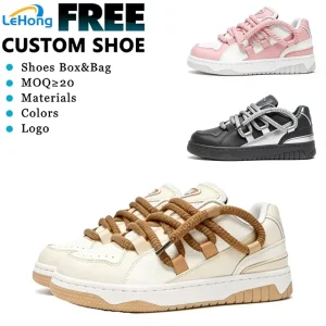 Branded Fashion Design Women Basketball Walking Shoes Men’s Custom Pu Leather Sneaker Logo Disposable Lightweight