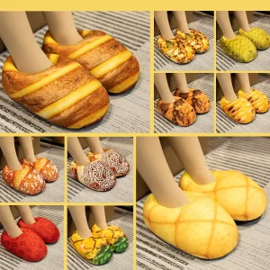 Bread Toast Winter Slippers Home Cute Food Stuff Shape Slippers Bedroom Kawaii Stuffed Indoor Slipper