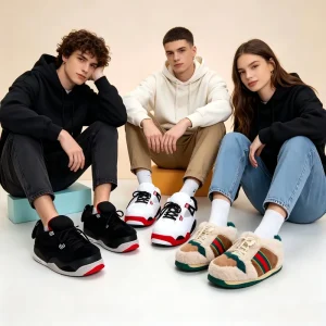 Bread Toe Sneaker Slippers Dunk High Kicks Sport Slippers Trainers Sneakers Cotton Shoes
