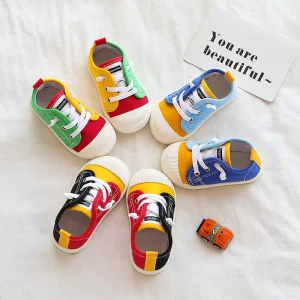 Breathable Canvas Casual Shoes for Kids Unisex Baby Sport Flat Shoes Trendy Soft Footwear for Walking