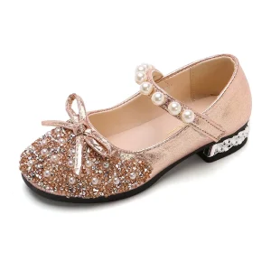 Breathable Flat Kids Shoes Girls High Heel Princess Dance Sandals Glitter Leather Fashion Party Dress Wedding Shoes