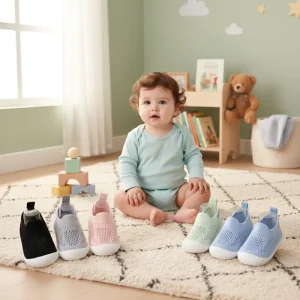 Breathable Hollow Flying Knit Baby Toddler Shoes Non Slip Soft Sole First Walkers Lightweight Infant Sneakers for Daily Wear