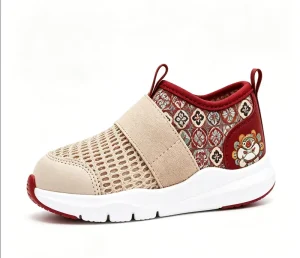 Breathable Mesh Children’s Casual Shoes Traditional Pattern Toddler Walking Shoes for Indoor Outdoor
