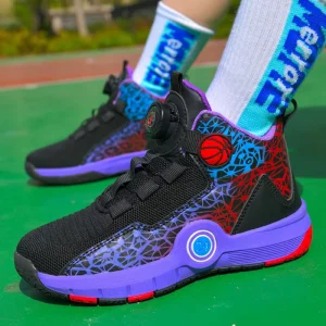 Breathable Mesh Cloth Basketball Sneakers for Boys Cushioning Sneakers for Primary Secondary School Children